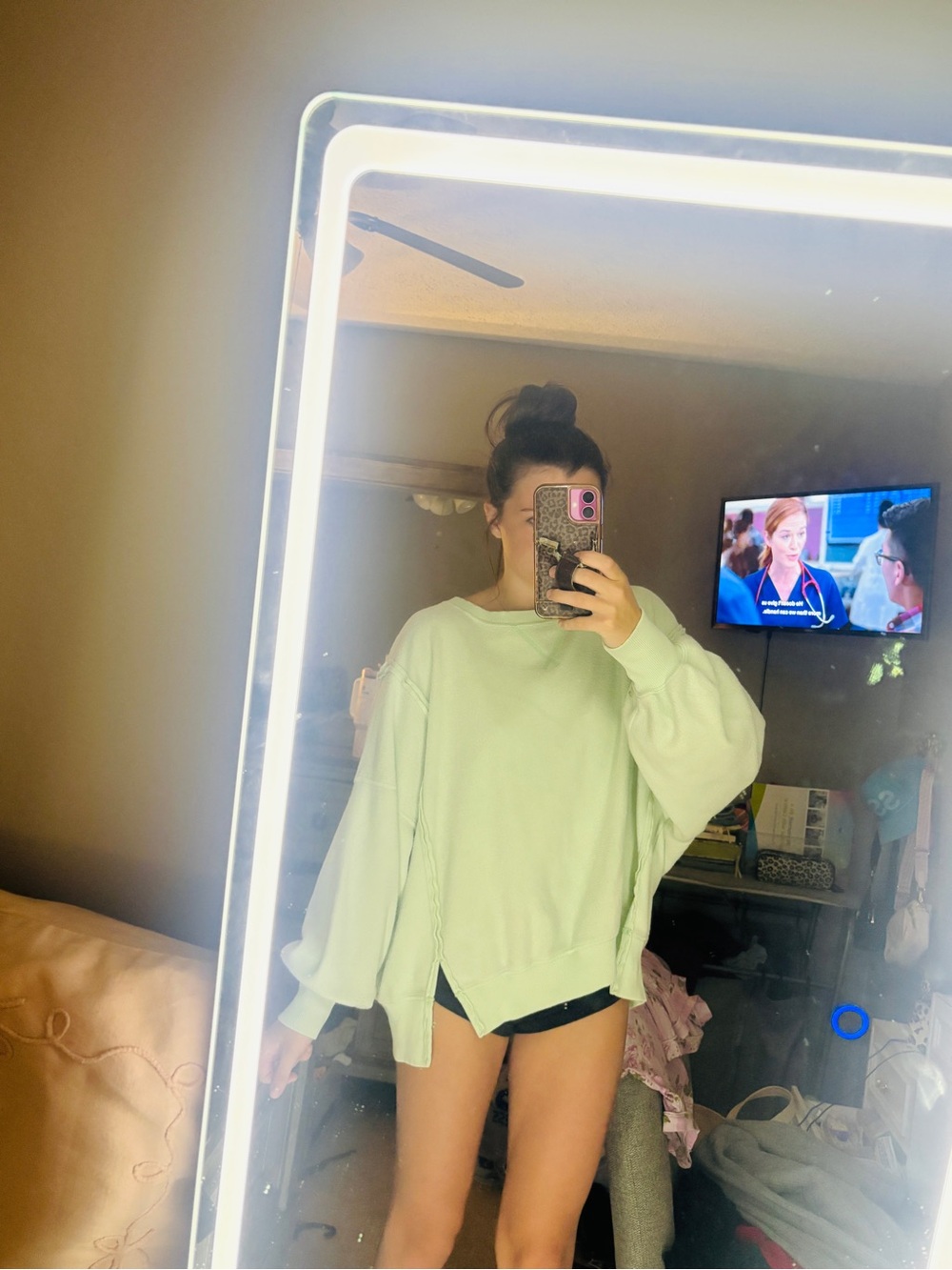 aerie Oversized Mint Green Crewneck Sweatshirt